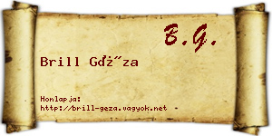 Brill Géza névjegykártya