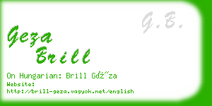 geza brill business card
